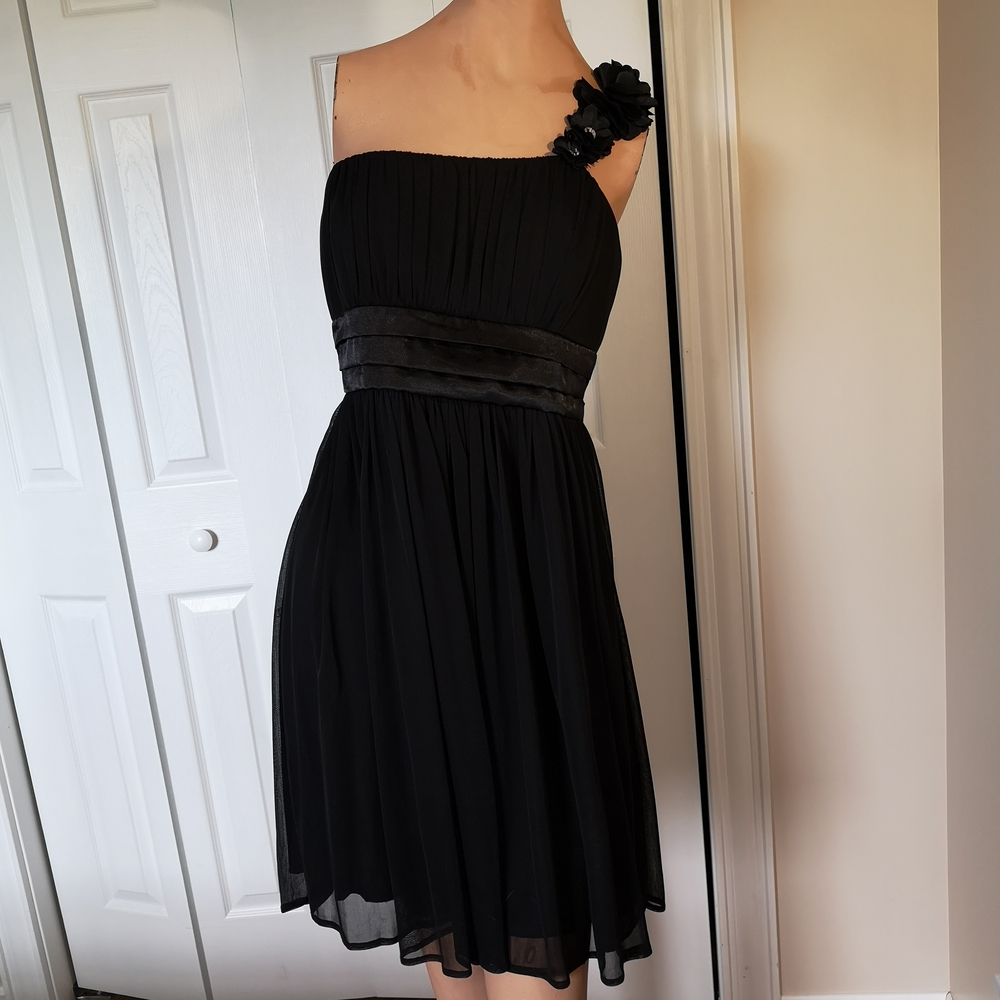 My Michelle Fairy Goth Black One-Shoulder Dress Knee Length Size L